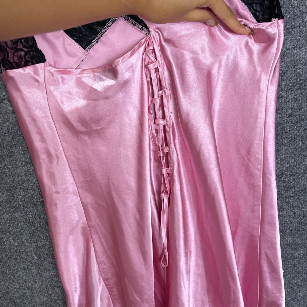 Vintage Y2K Frederick's of Hollywood Satin Slip Dress XL Excellent Lace - Picture 4 of 8